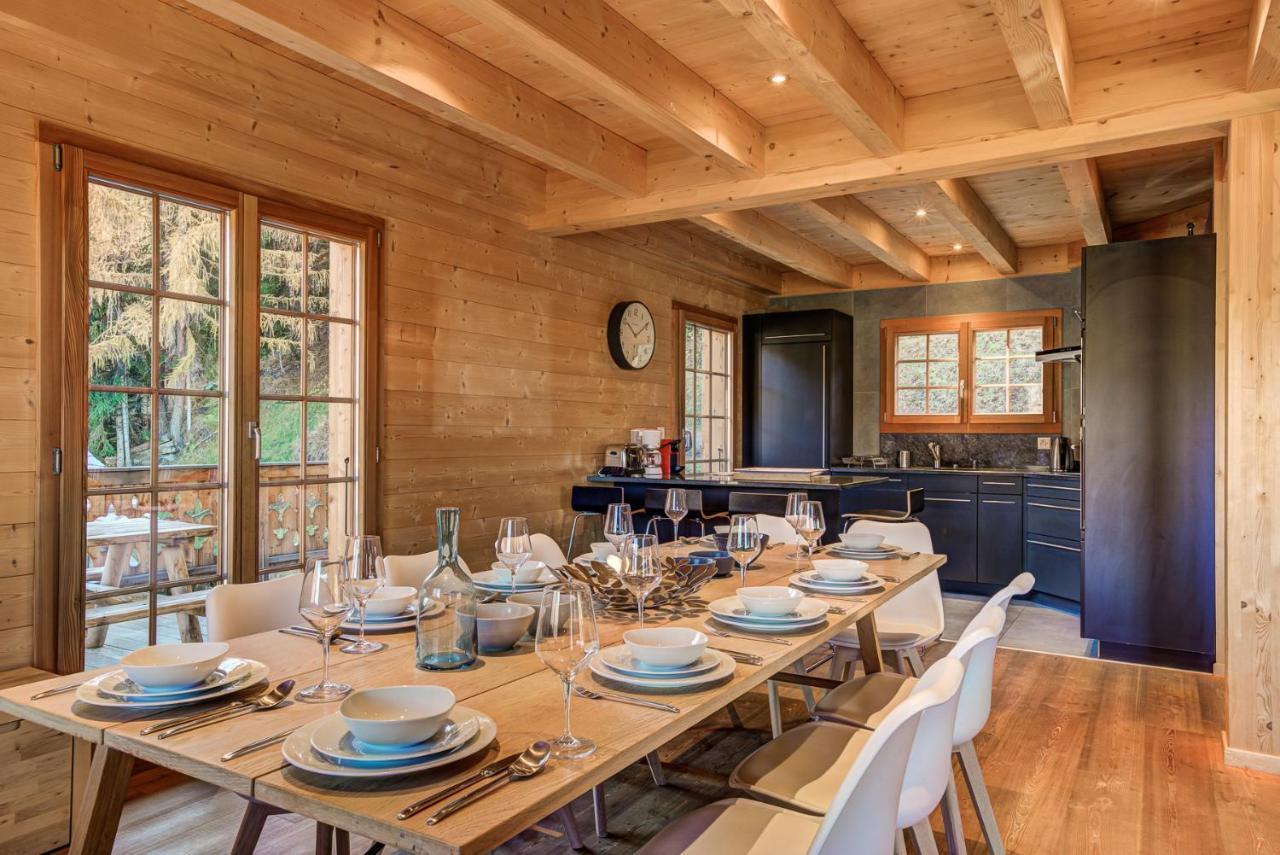 Chalet Le Chapeau La Tzoumaz Bagian luar foto